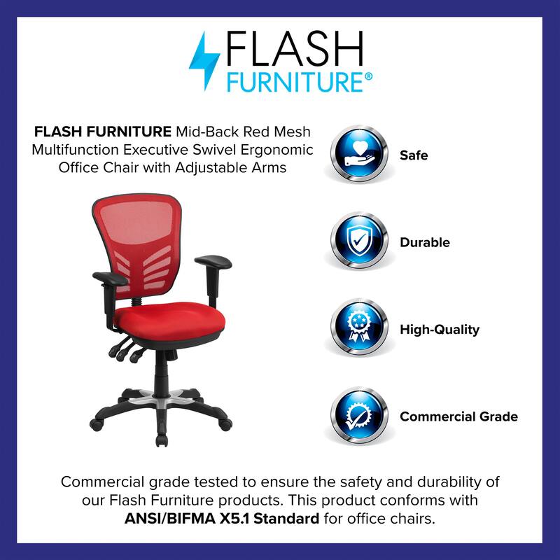 Mid-back Blue Mesh Adjustable Ergonomic Office Chair
