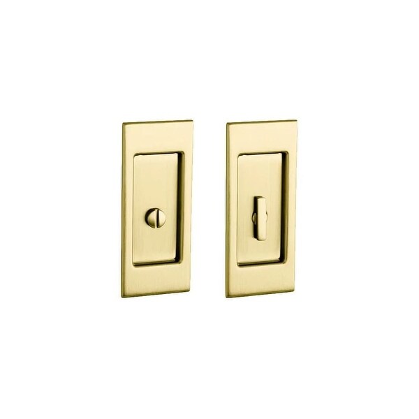 Baldwin PD006.PRIV Santa Monica Privacy Pocket Door Set with Door Pull from the Estate Collection - Unlacquered Brass