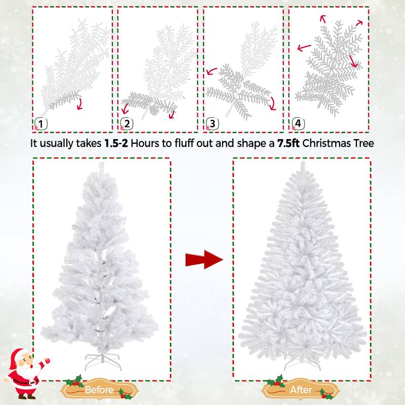 Yaheetech 4.5ft/6ft/7.5ft Pre-Lit Fir Artificial Christmas Tree with 150 Incandescent Warm Lights & 324 Tips