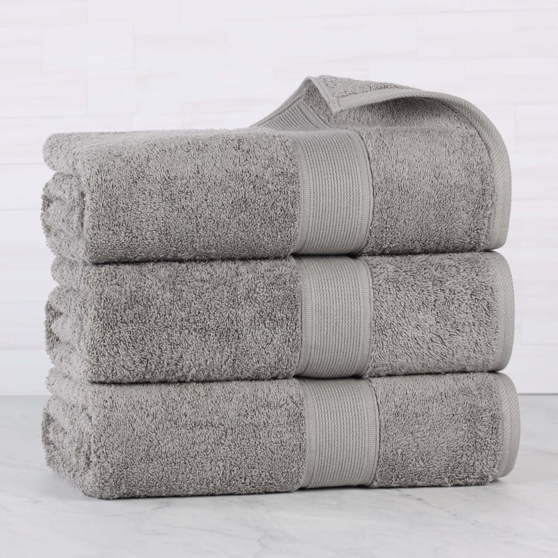 Superior Oregon Organic Cotton Solid Bath Towel, Set of 3 - Silver