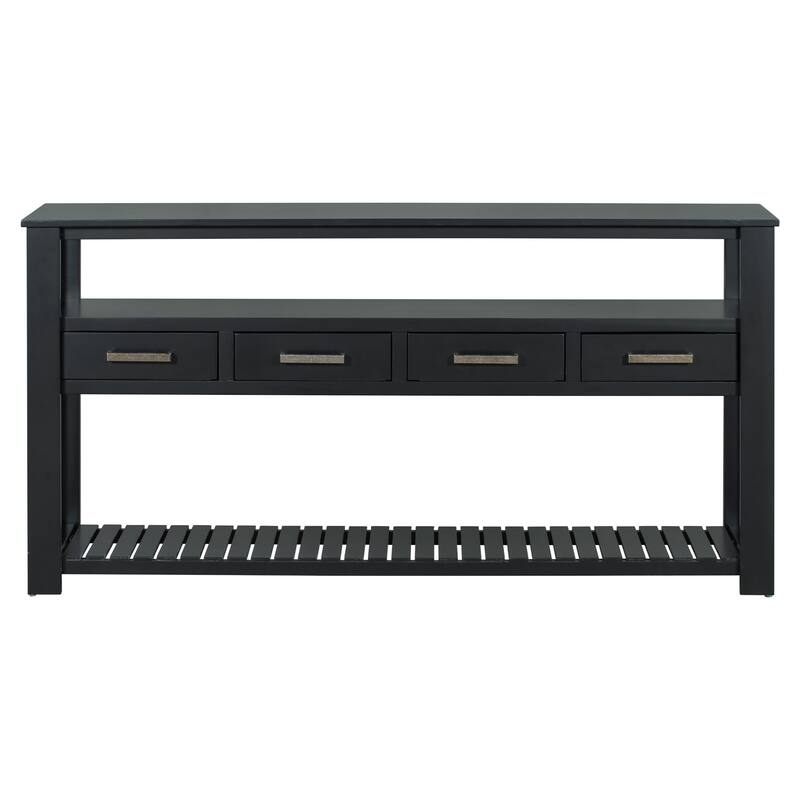 62.2'' Modern Console Table Sofa Table for Living Room - Black
