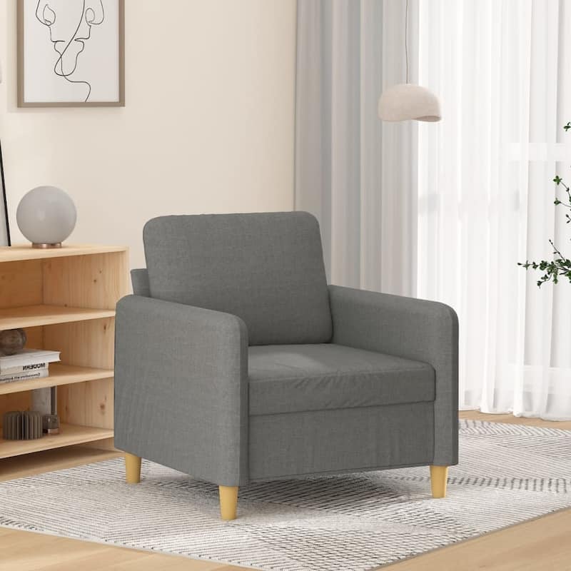 vidaXL Sofa Chair Living Room Accent Upholstered Chair with Armrest Fabric - 30.7" x 30.3" x 31.5" - Dark gray
