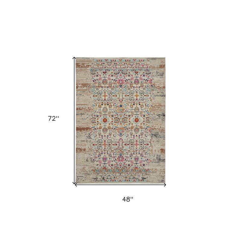 HomeRootsFloral Transitional Rectangle Area Rug - 72' X '48' X '0.5