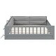 preview thumbnail 9 of 16, Wood Full Size Upholstered Platform Bed with Guardrail and Pillow