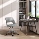 preview thumbnail 2 of 7, Velvet Mid Back Home Office Chair with Wheels, Ergonomic Study Seat, Upholstered Tufted Chairs with Hollow Back Design - N/A