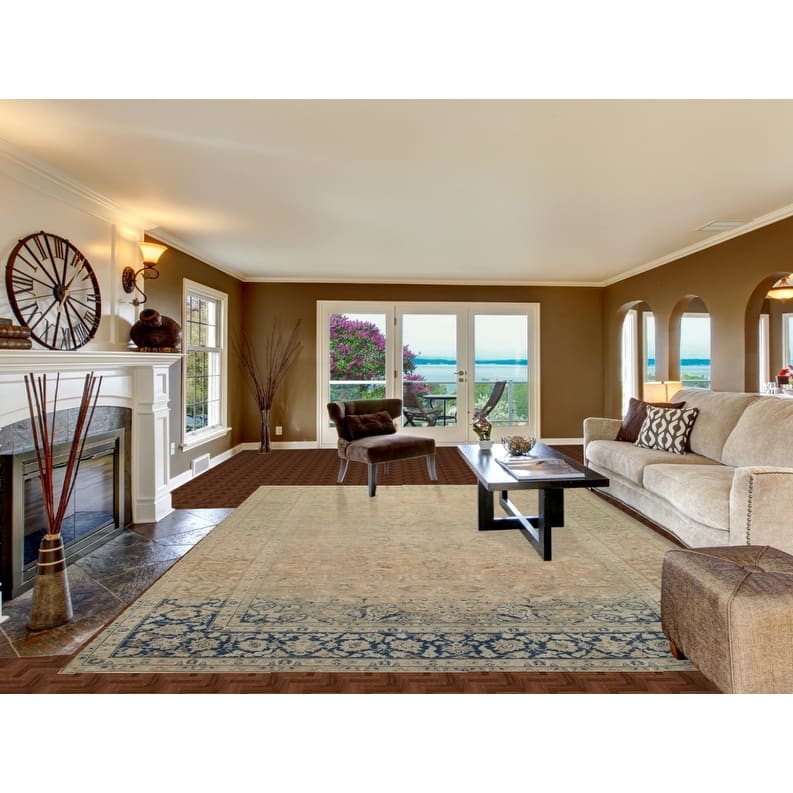 Hand Knotted Oriental 100% Wool Carpet Traditional Floral Oranges & Rust Kashan Area Rug - 13' 1'' X 9' 6''