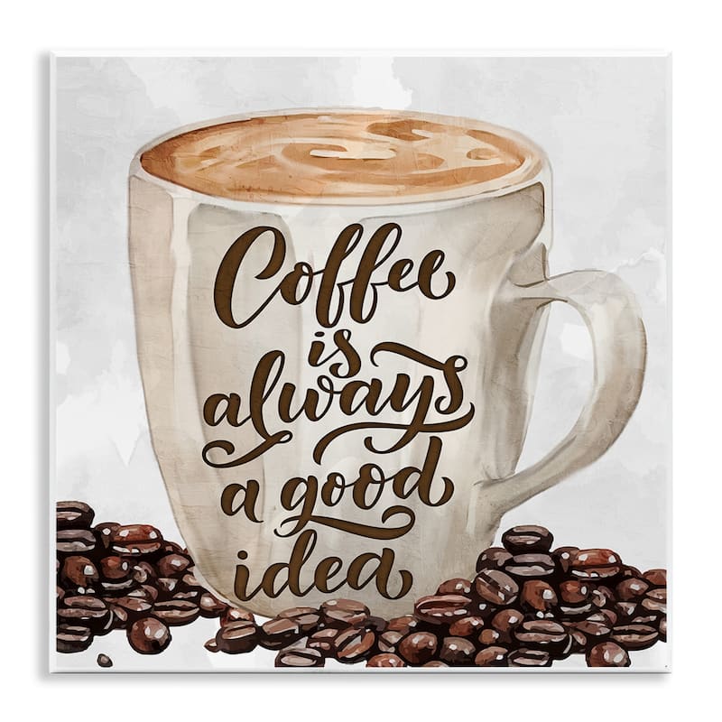 Stupell Coffee Phrase Classic Mug Wall Plaque Art Design By Kim Allen - 12 x 12