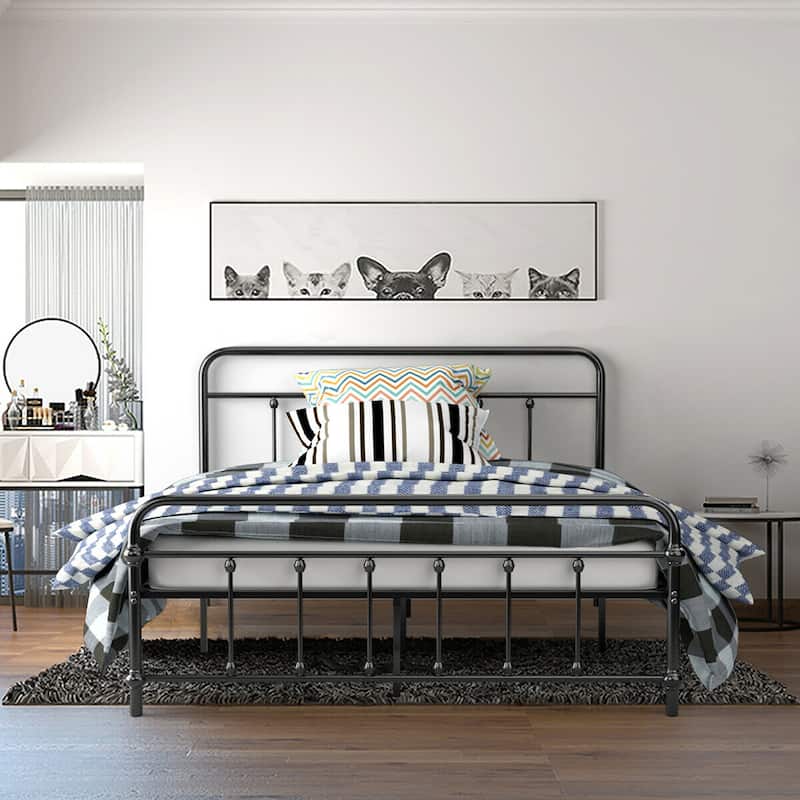 Costway Full Size Metal Steel Bed Frame W/ Stable Metal Slats