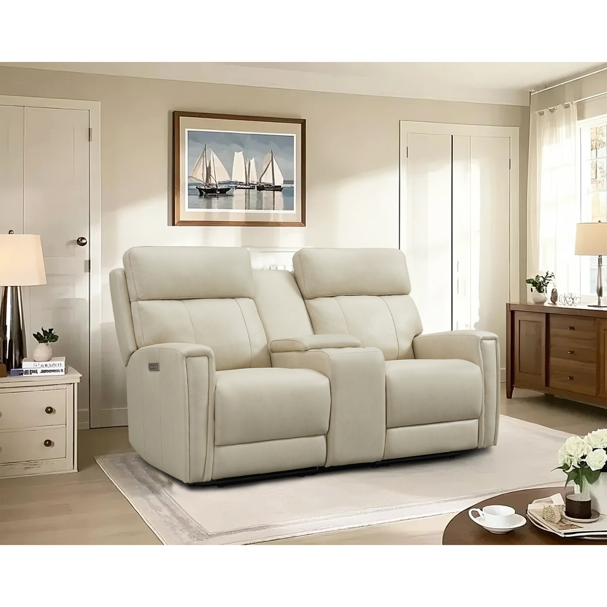 71.5'' Leather Zero Gravity Power Recliner Loveseat Sofa with