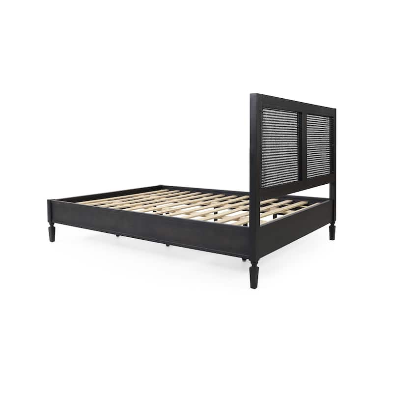Rustic Queen Size Acacia Wood Bed with Strong Slat Support