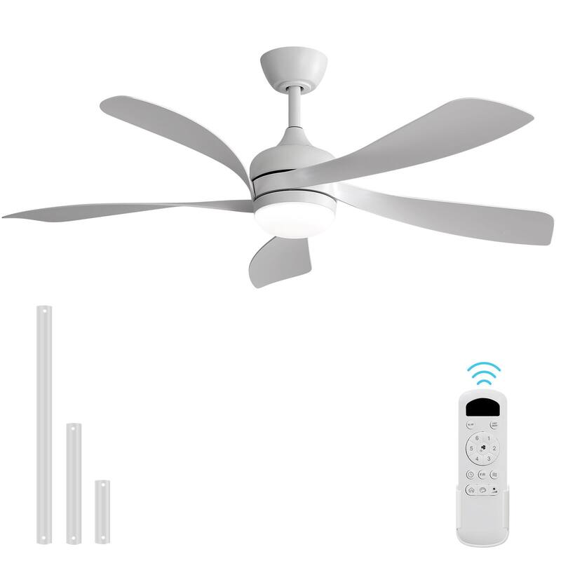 52"/66" Inch Ceiling Fan with Light,APP and Remote Control, Low Profile,Smart Optional - 52 Inch - (Non-smart)White and White ABS Blades