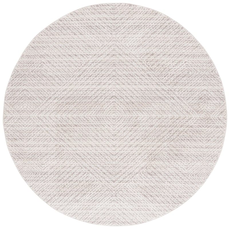 SAFAVIEH Jade Sharman Boho Geometric Diamond Rug - 6'7" Round - Beige/Ivory