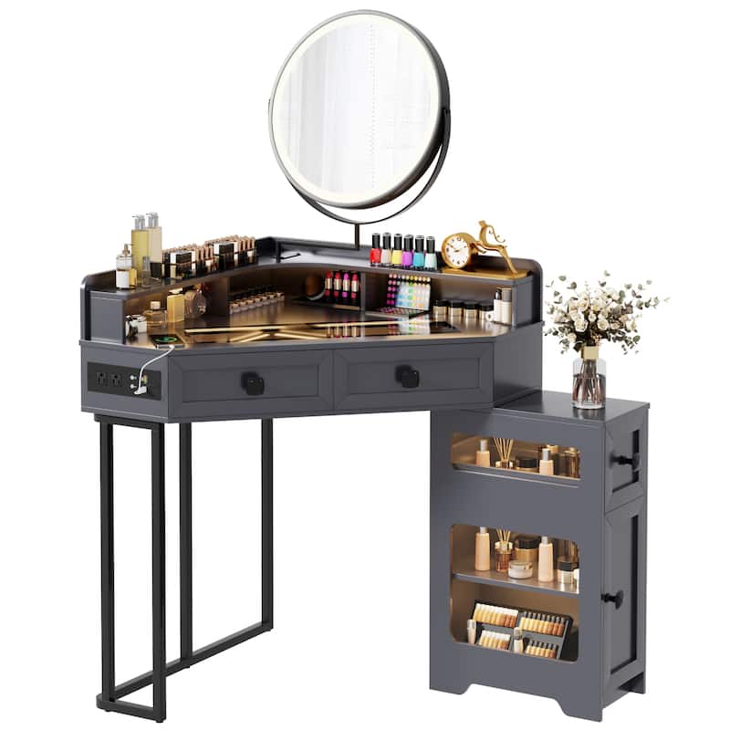 Corner Makeup Vanity With Mirror