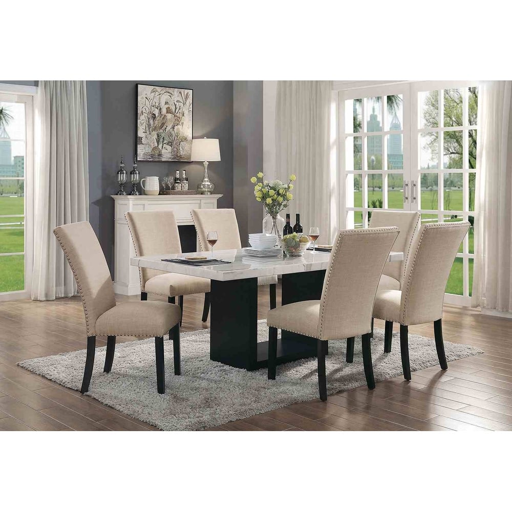 Modern Genuine Marble 7PC Dining Set Table and Chairs