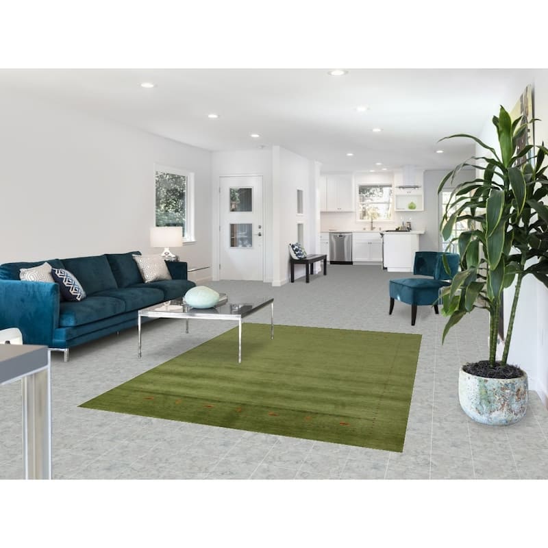 Hand Knotted Oriental 100% Wool Carpet Tribal Animal Pictorial Green Gabbeh Area Rug - 7' 7'' X 5' 4''