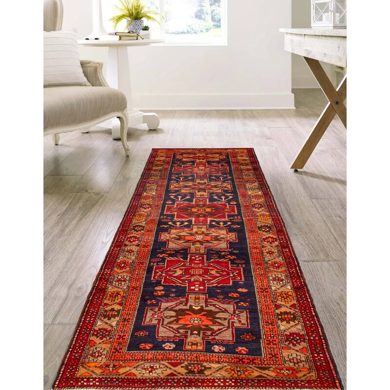 ECARPETGALLERY Hand-knotted Konya Anatolian Dark Navy Wool Rug - 4'1 x 12'2