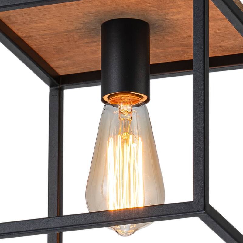 Mini 1-Light Square Caged Pendant - Matte Black