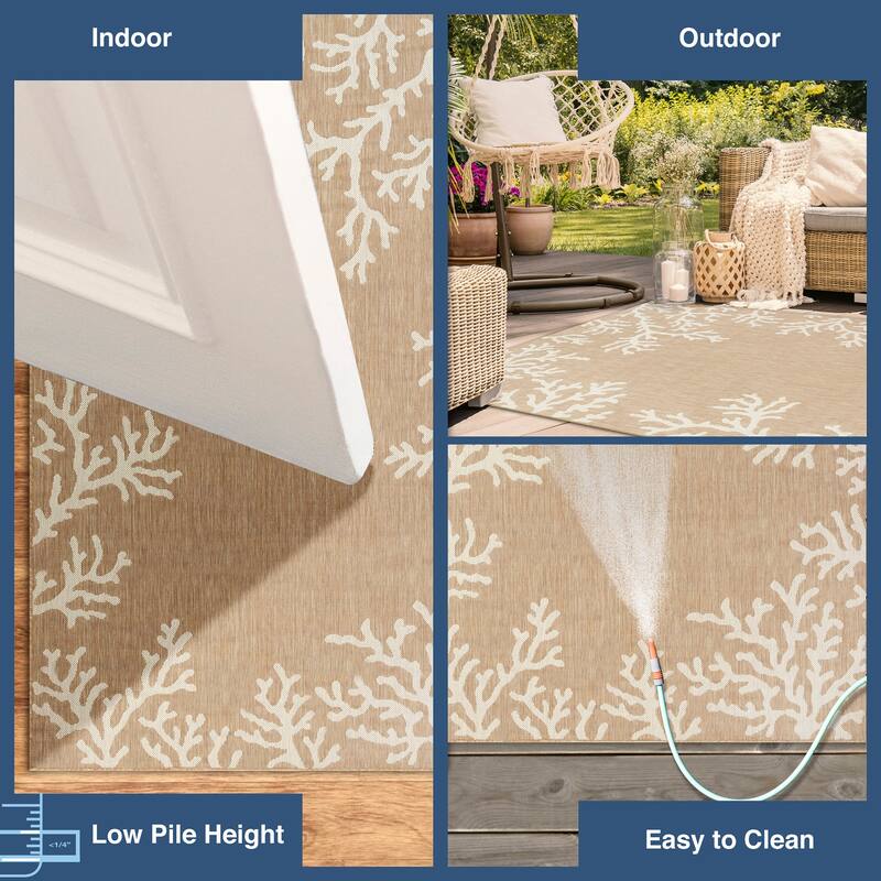 Liora Manne Carmel Coral Border Indoor/Outdoor Area Rug