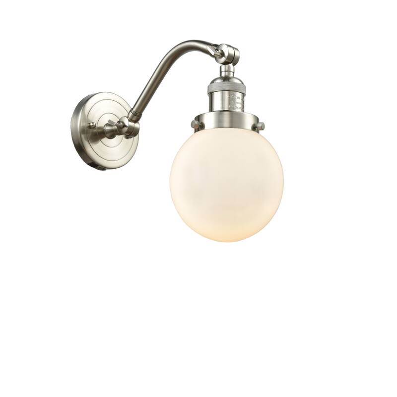 Innovations Lighting Beacon Single Light 6" Wide Wall Sconce - Brushed Satin Nickel / Matte White