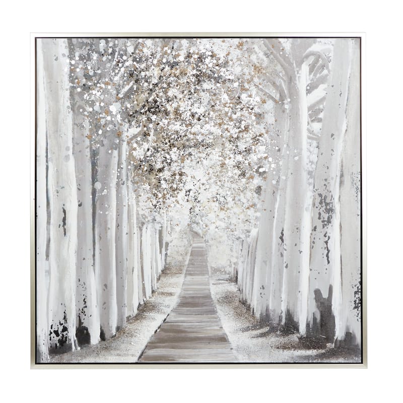 Canvas Landscape Trees Living Room Framed Wall Art with Frame - Roche River Decor - 47 x 47