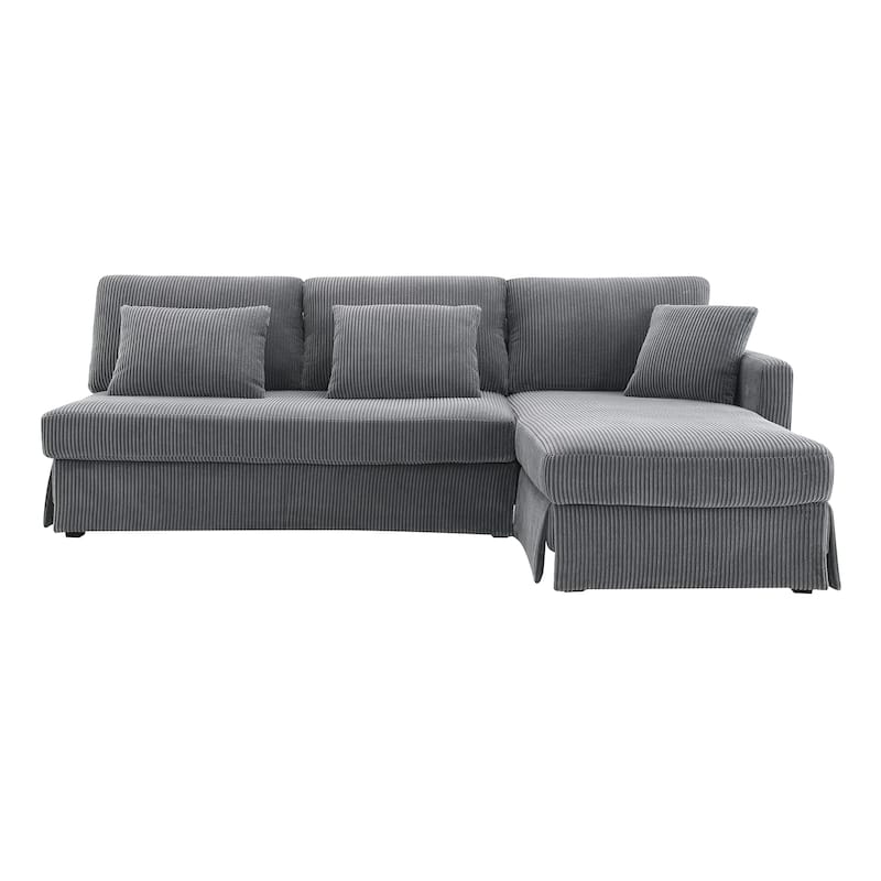 Modern 4-Seater L-Shaped Corduroy Sofa with Convertible Chaise for Living Room