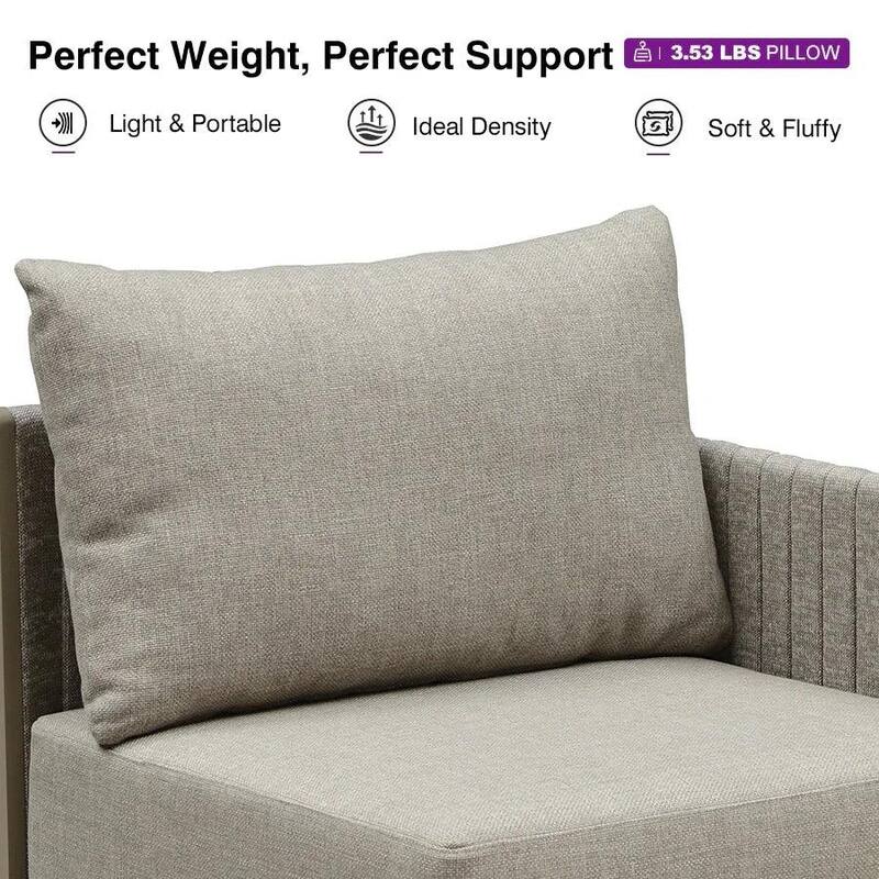 PURPLE LEAF Santorini U-Shaped 8 Piece Khaki Sofa with Ottoman and Cushion for Garden Outdoor Patio Conversation Set - 8-Piece