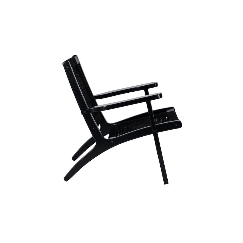 Heor 29 Inch Accent Chair, Hexagon Rope Woven Back, Seat, Black Wood