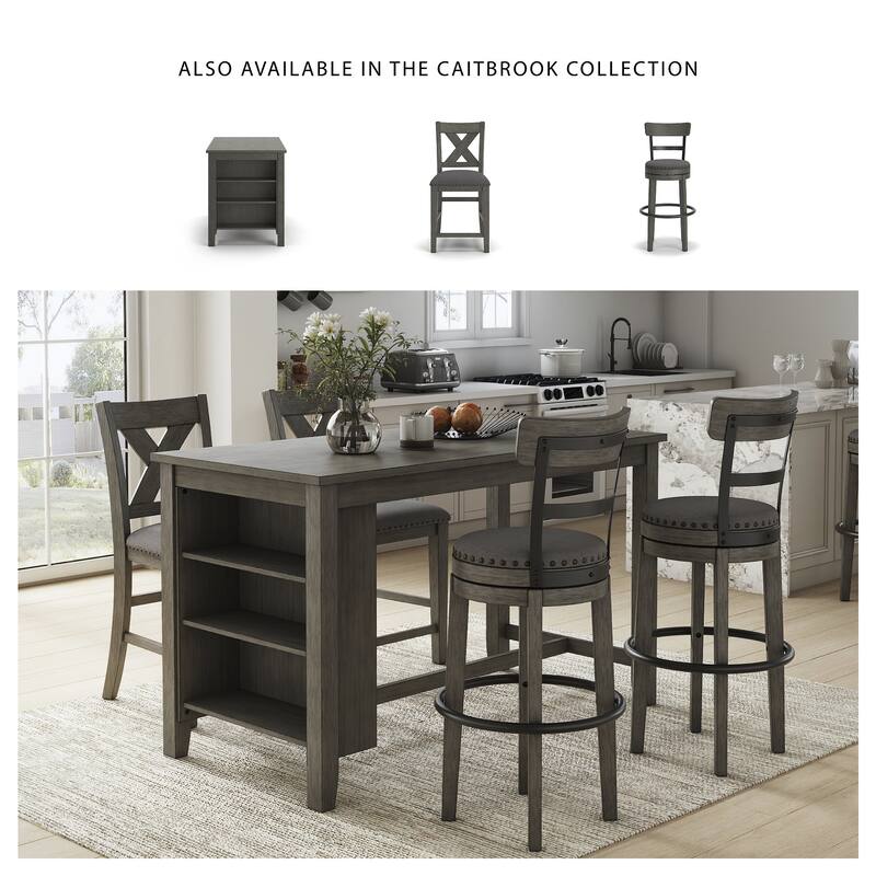 Signature Design by Ashley Caitbrook Gray Upholstered Swivel Barstool, Single