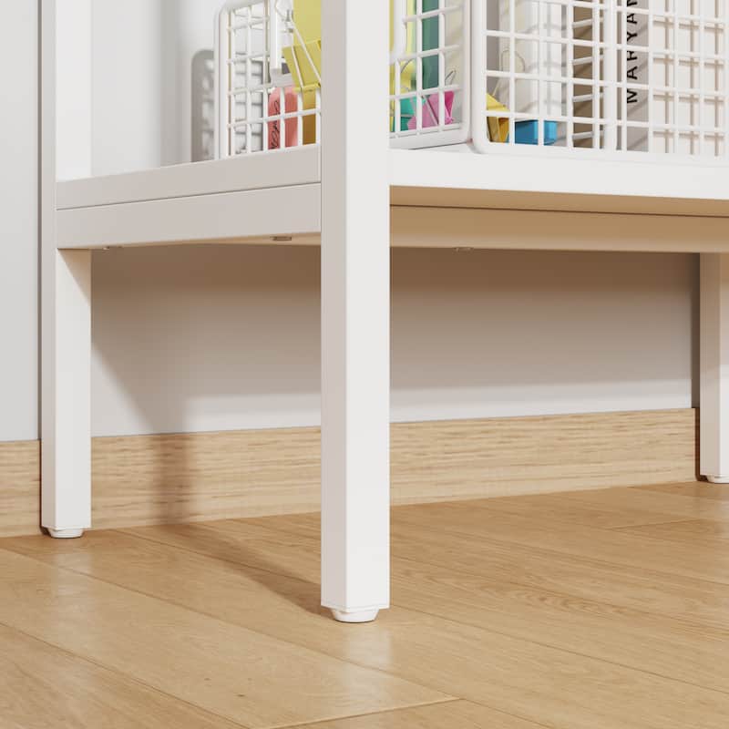 360° Rotating Corner Desk with Pull-Out Keyboard Tray – Small Space L-Shaped Computer Desk White & Oak