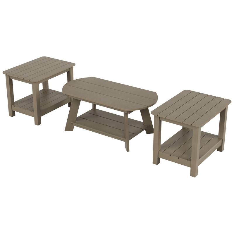 Vineyard HIPS Outdoor Eco-Friendly Coffee Table and Side Tables (3-Piece Set)