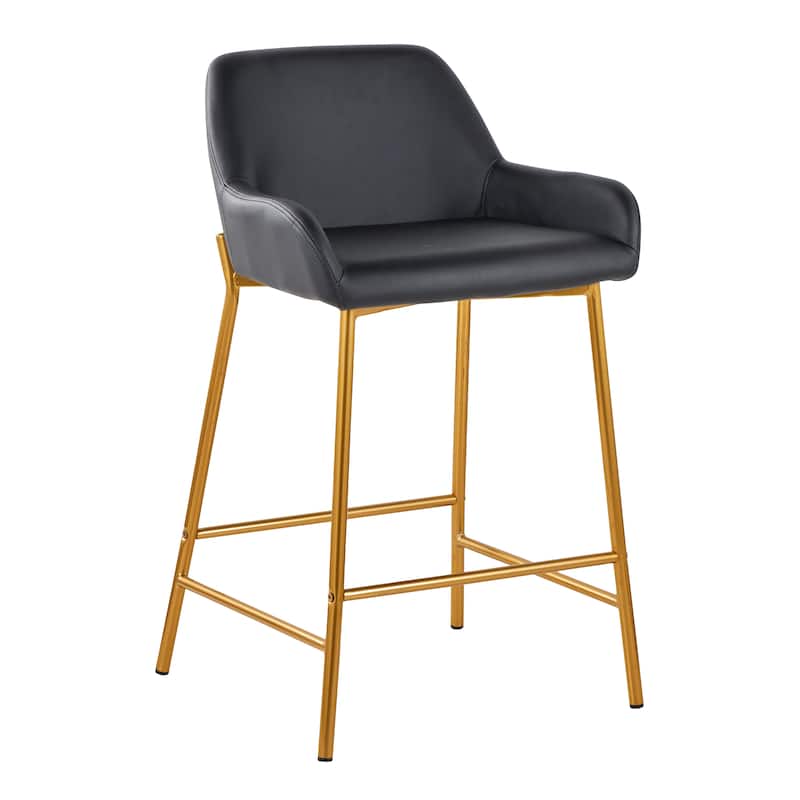 Silver Orchid Galotti Gold Fixed-Height Upholstered Counter Stool - Set of 2