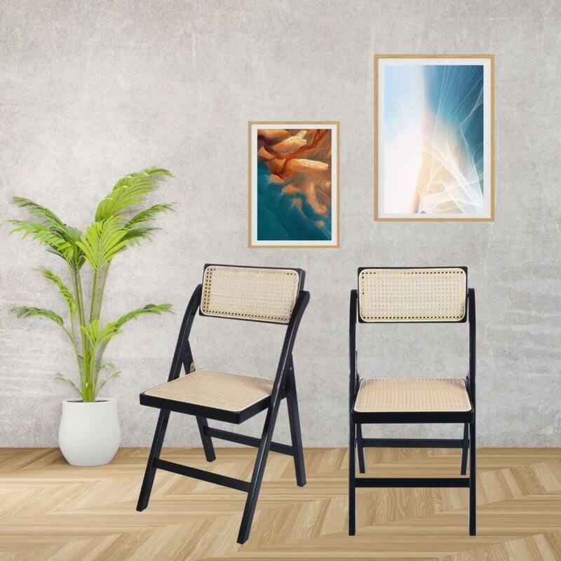 Aria Set of 2 Tristan Bamboo Wood Folding Chair - Black