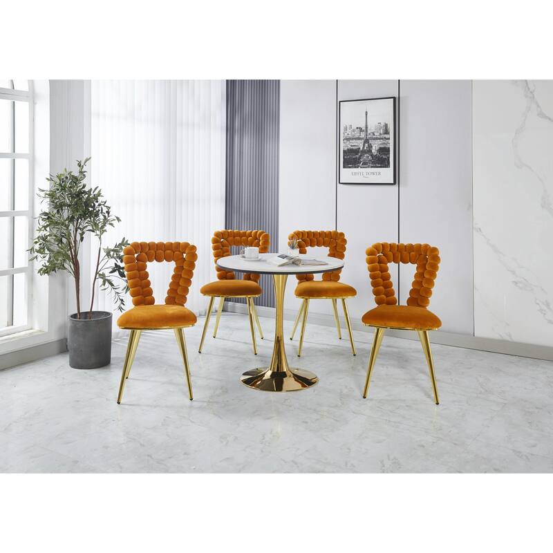 Modern Chair Set (2) with Golden Iron Tube Legs