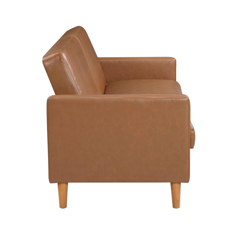 Fremont & Park Fitz 79" Faux Leather Elegant Lounger - Drop-down Back Mechanism