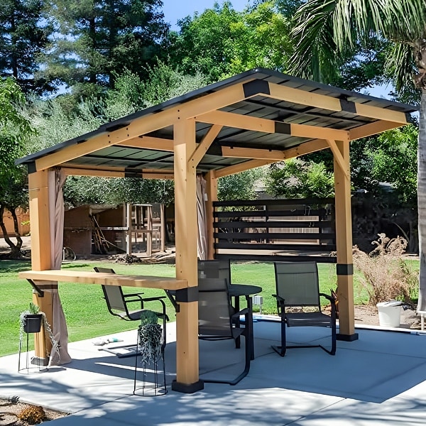 Cozywor 12 ft. x 10 ft. Solid Cedar Wood Outdoor Patio