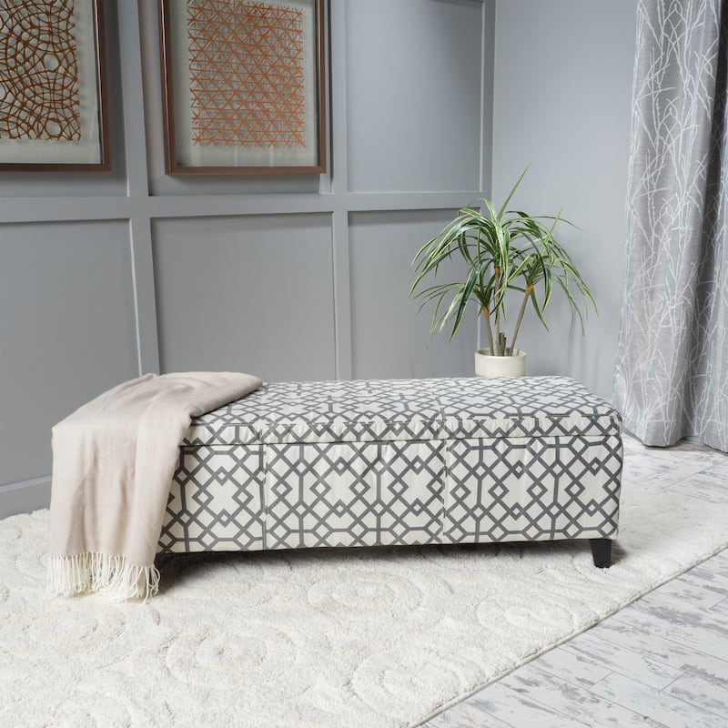 Modern Upholstered Storage Bench for Living Room Entryway - Grey