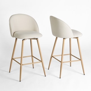 HASEEB 27 in. High Back Swivel Bar Stools with Metal Frame (Set of 2)