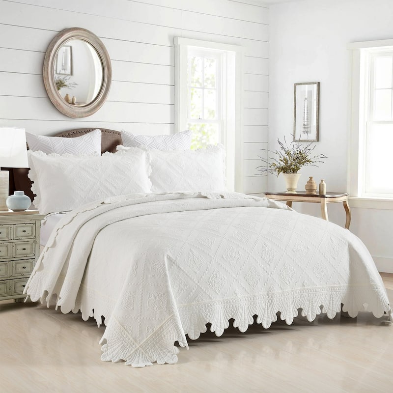 MarCielo 3Pcs 100% Cotton Oversized Quilt Bedspread Coverlet Set TK