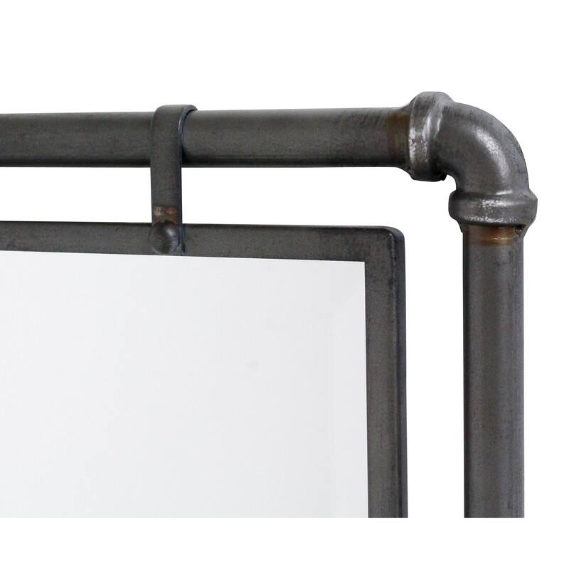 Morse Rectangular Industrial Grey Metal Bathroom Vanity Wall Mirror (Set of 2) - 33"H x 20.5"W x 1"D (Per Mirror)