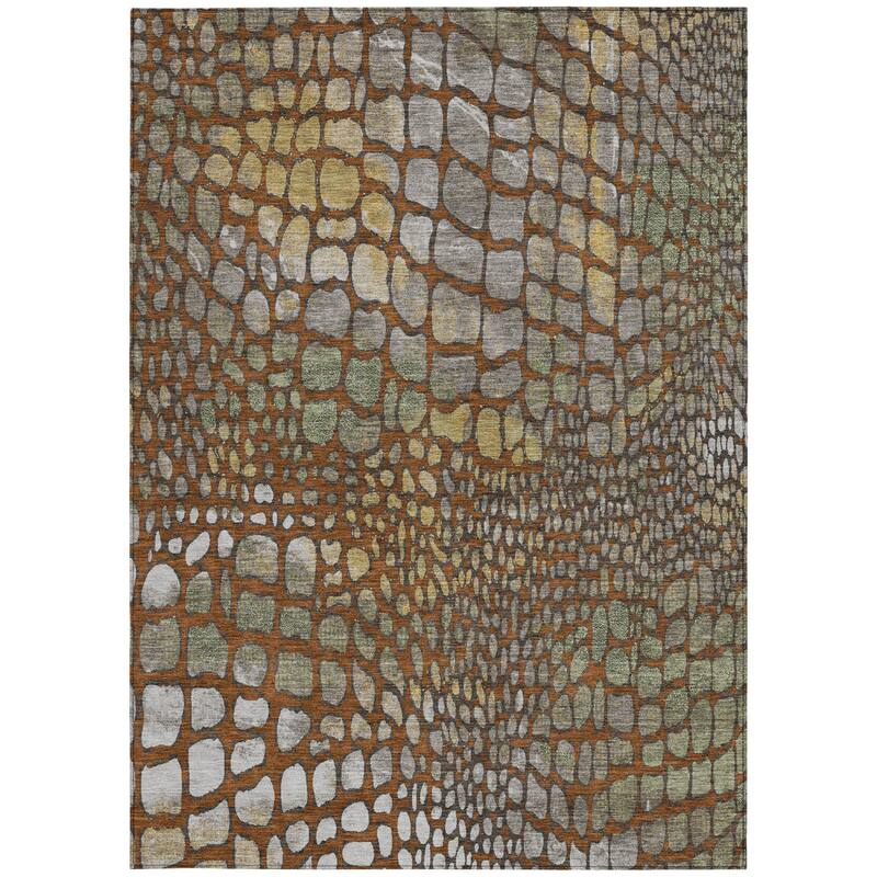 HomeRoots Abstract Transitional Rectangle Outdoor Rug