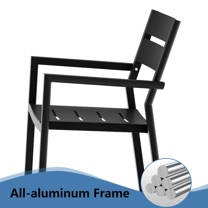 VredHom Outdoor Patio Dining Chairs Aluminum Stackable Armchair
