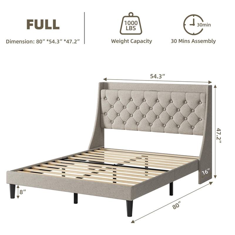 Bed Frame with Charging Station and Storage Shelf