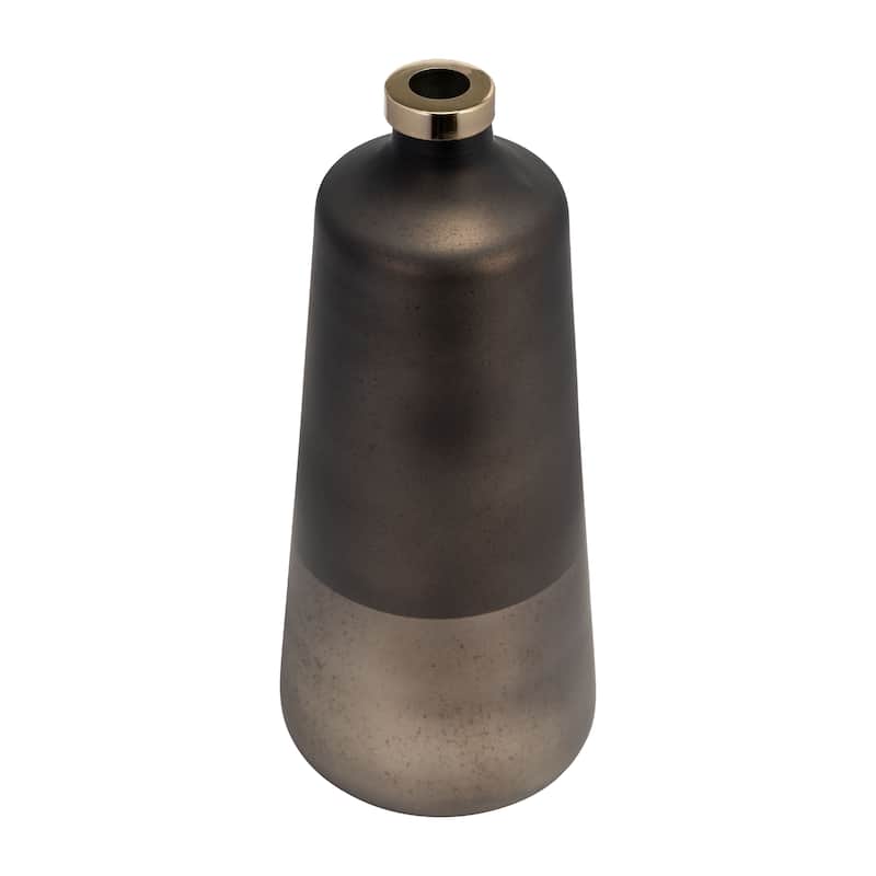 Sagebrook Home Modern Neutral Glass & Aluminum Vase