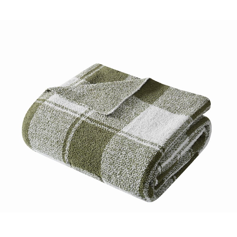 Brooklyn Loom Dusted Plaid 50x70 Throw - Green
