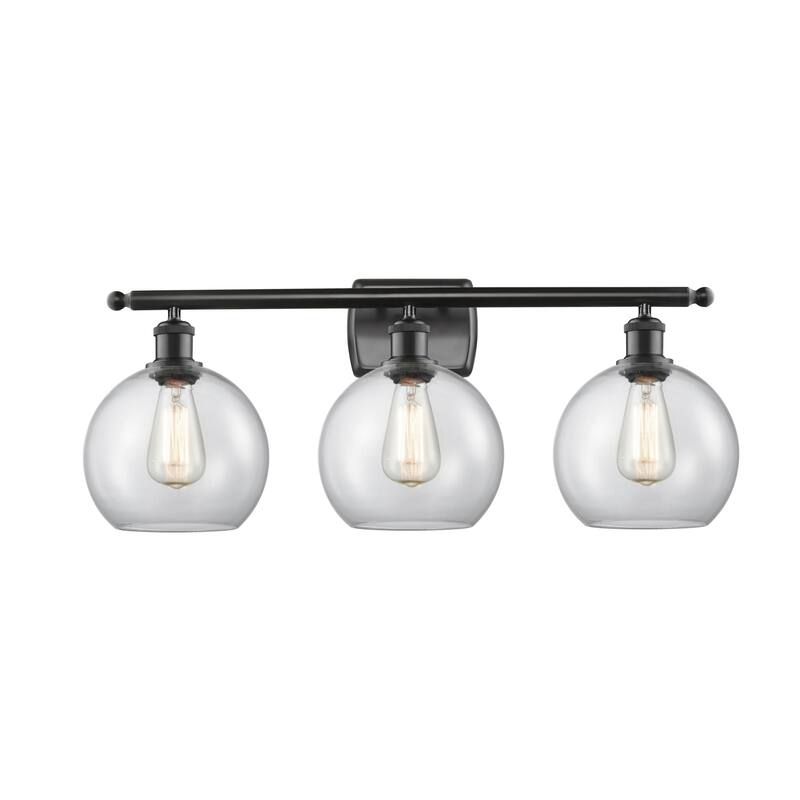Innovations Lighting 516-3W-13-26 Athens Vanity Athens 3 Light 26" - Matte Black / Clear
