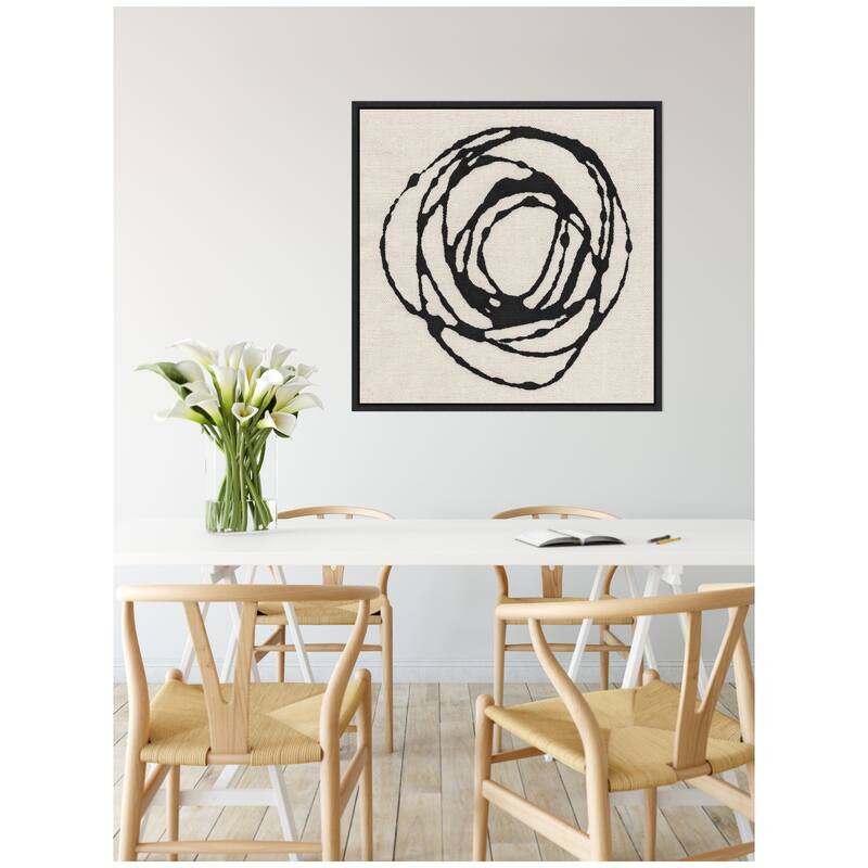 Kate and Laurel Sylvie Flowing Circle Abstract Framed Canvas by The Creative Bunch Studio