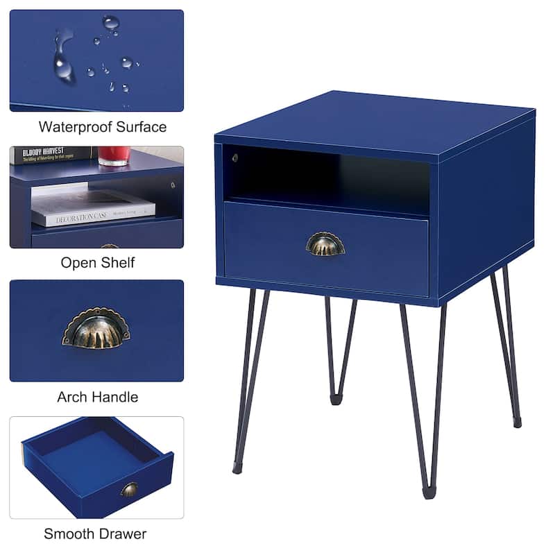 Taomika 2-Piece 1-Drawer Nightstand Set with Drawer Compact Open Shelf Bedside Table for Saving Space(Set of 2 )