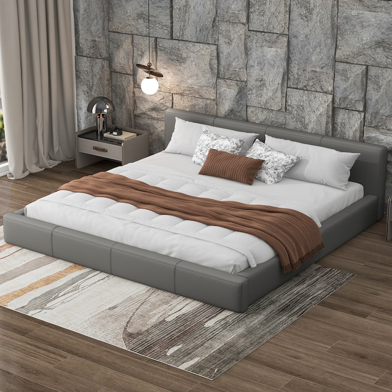 Christopher Knight Home - Faux Leather Upholstered Bed - Modern Platform Bed with Sturdy Wood Frame, No Box Spring Needed