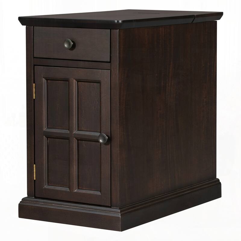 End Table Side Table with USB Ports and One Multifunctional Drawer with cup holders