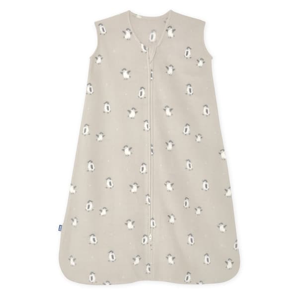 slide 2 of 5, HALO SleepSack wearable blanket, Micro-fleece, Tan Penguin Pals, L, 12-18M - large